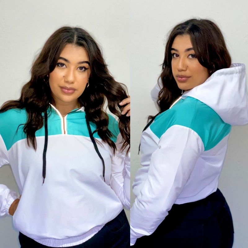 corta vento feminino com zíper refletivo na frente