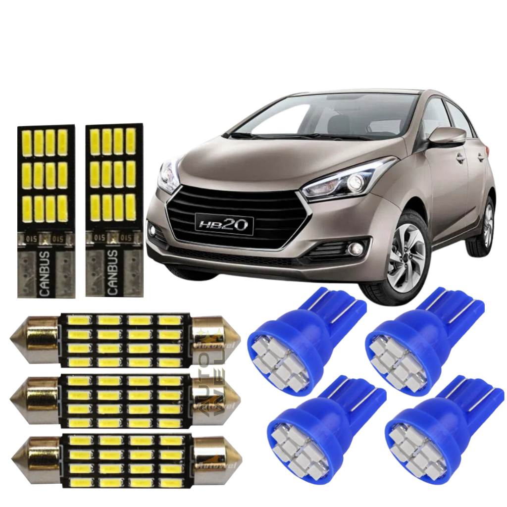 Lâmpadas Led Hb20 Hb20s Hb20x Teto Placa Ré Farolete Led Branco e Azul