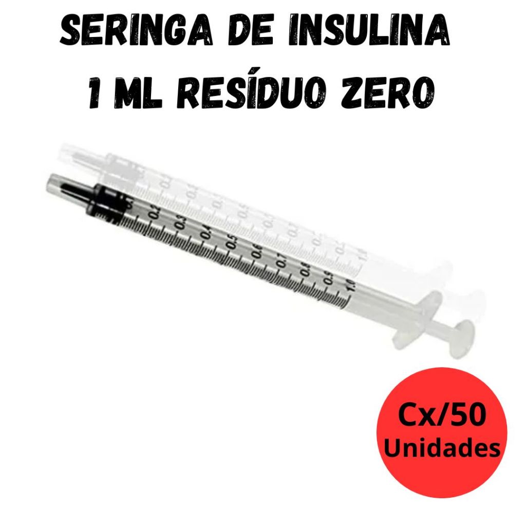 Seringa de Insulina 1ml Residuo Zero S/ Agulha - Pct/50 RYMCO