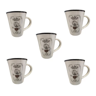 Jogo de Canecas de Porcelana - Kit com 5 - Glace - Café Leite Cappuccino Chás