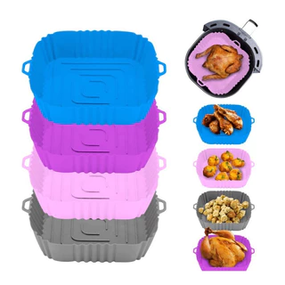 Kit 4 forma de silicone quadradas grandes Impermeável Arfryer Antiaderente Reutilizável Resistente ao calor