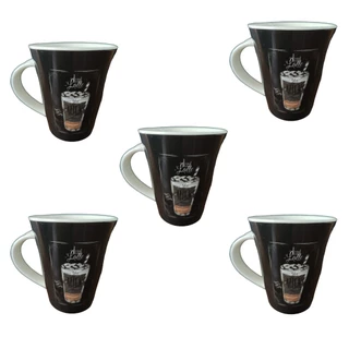 Jogo de Canecas de Porcelana - Kit com 5 - Ice Milk - Café Leite Cappuccino Chás