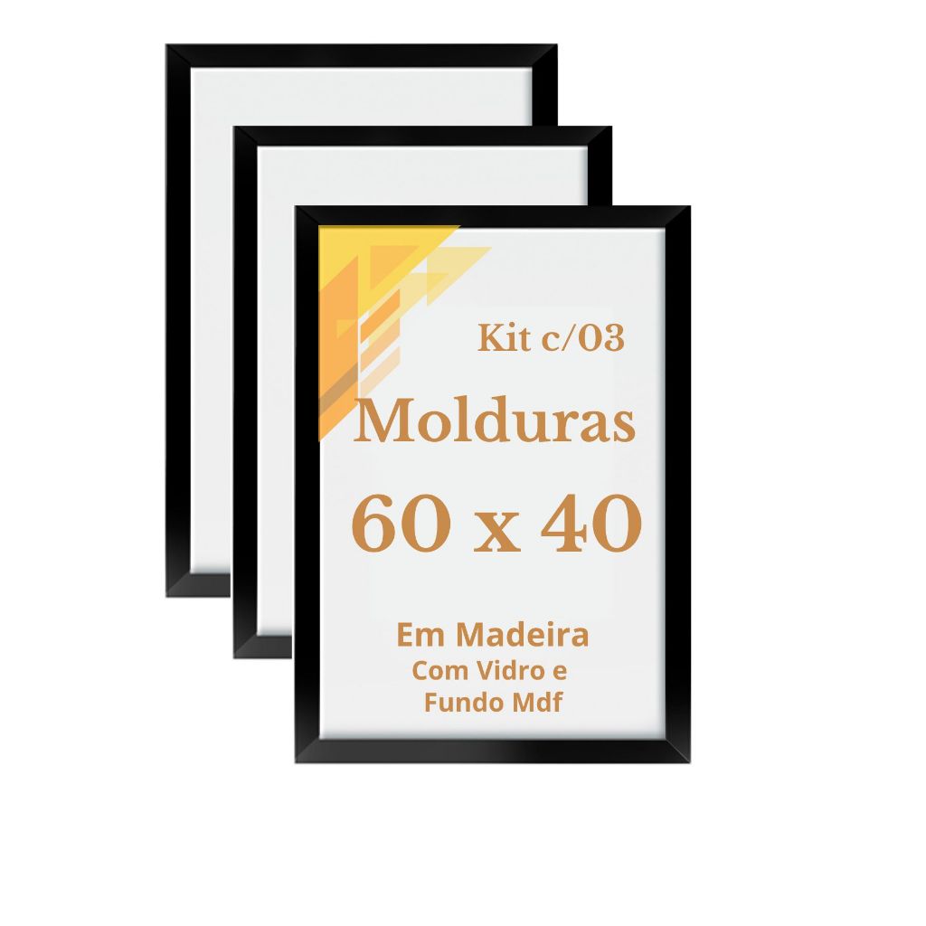Kit 3 Molduras 60x40 Com Vidro Moldura Quadros 40x60 | Shopee Brasil