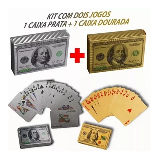 Baralho Dourado e Prata Dólar Baralho Dourado Ouro a Prova D’água SUPER Resistente Poker Truco