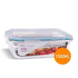 Pote Vidro Retangular Marmita 1500ml Tampa 1,5L Trava