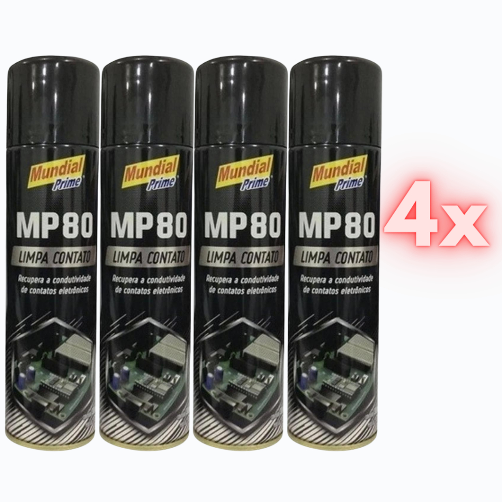 4 Unidades - Limpa Contato Mundial Prime MP80 Spray Aerossol 300ml