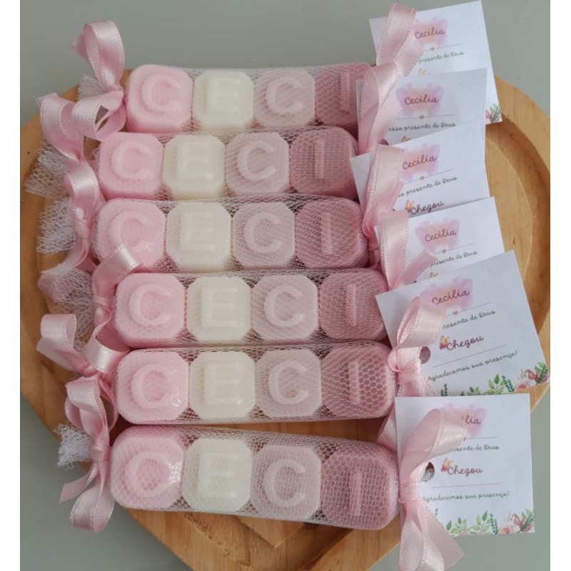 10 ou 15 kits mini sabonetes de nome - lembrancinhas, maternidade ...