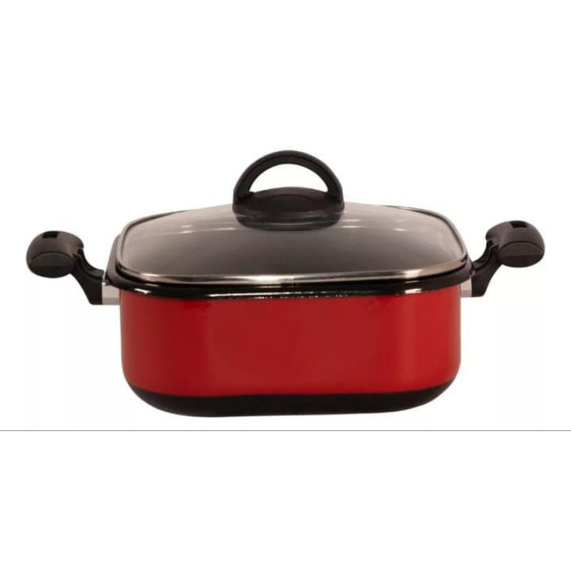 Caçarola Quadrada Vermelha Esmaltada