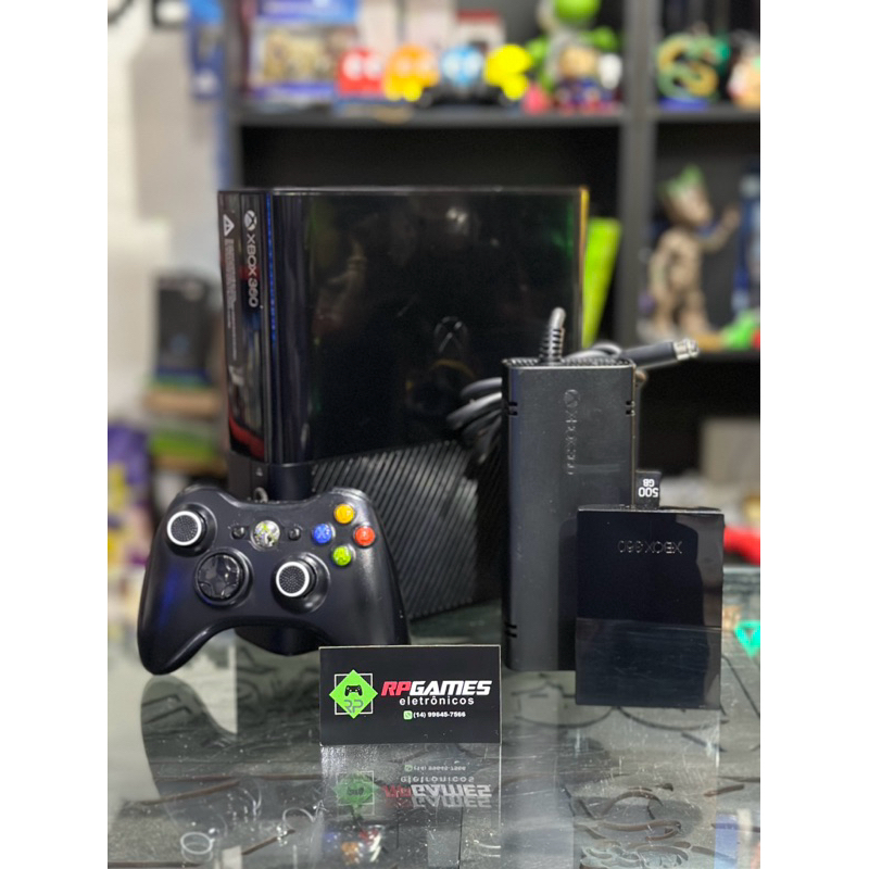 XBOX 360 SUPER SLIM + HD DE 500GB ORIGINAL COM 7 JOGOS + CONTROLE ...