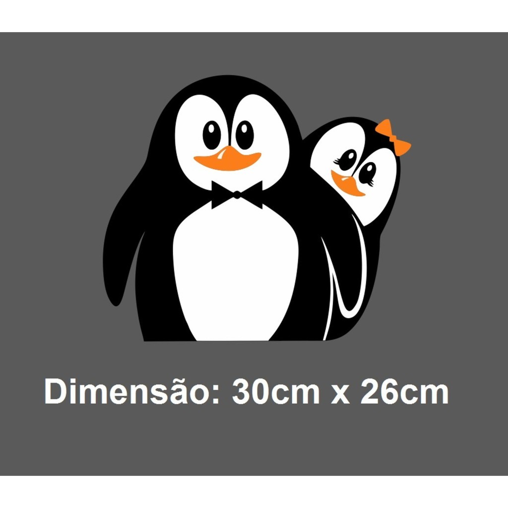 Adesivo Pinguim Casal Geladeira Pinguinzinhos Cozinha Grande 30cm ...
