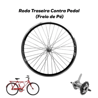 Roda Traseira Aro Aero Contra Pedal 26x1.1/2x2 Raio Grosso - Monark/Poti/Barra Circular/Tropical Freio de Pé