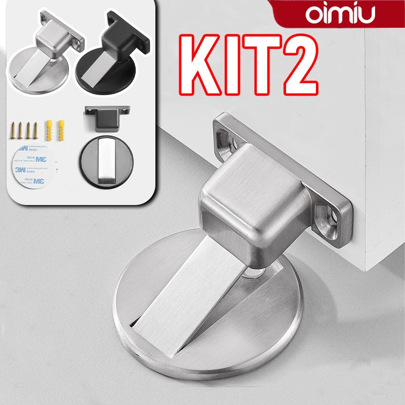 KIT4 Prendedor De Porta Batente Magnetico Slim Aco Cromado