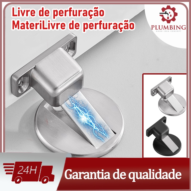 Kit 4 Prendedor de Porta Magnético Slim Cromado
