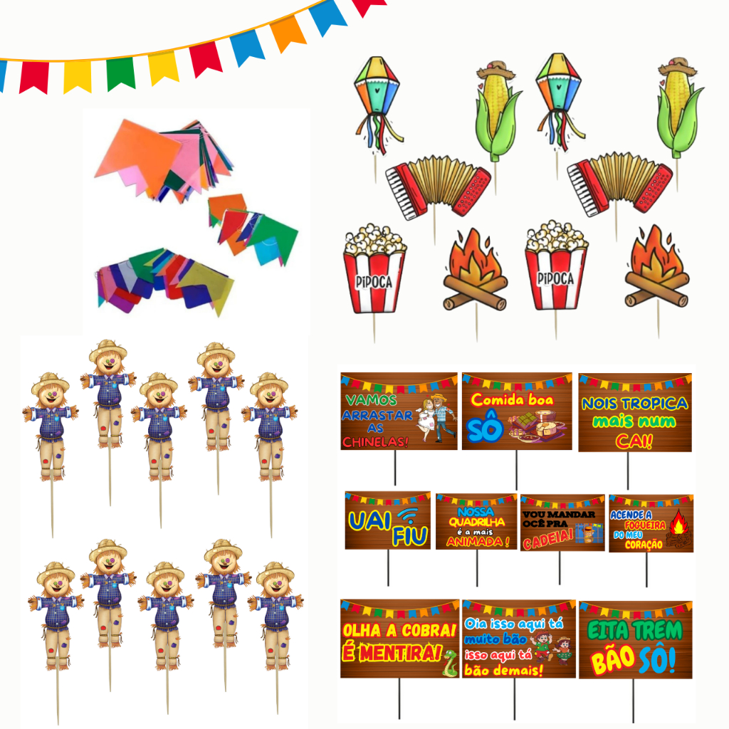 Kit Decoração Festa Junina Completo Mesa Enfeite São João