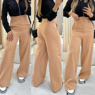 Lançamento Calça Alfaiataria Pantalalona Wid Leg Calça Feminina