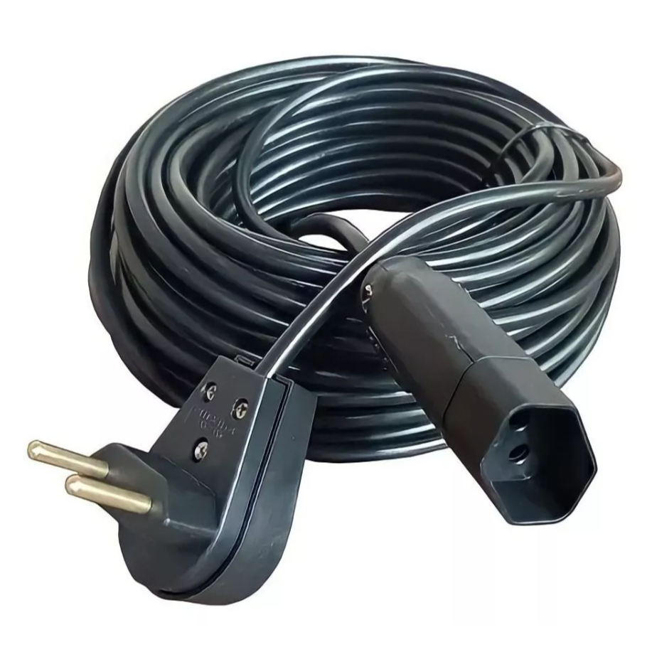 Extensão Elétrica 10 Metros Cabo Pp 2x2,5mm Com Pinos De 20a Cor Preto ...