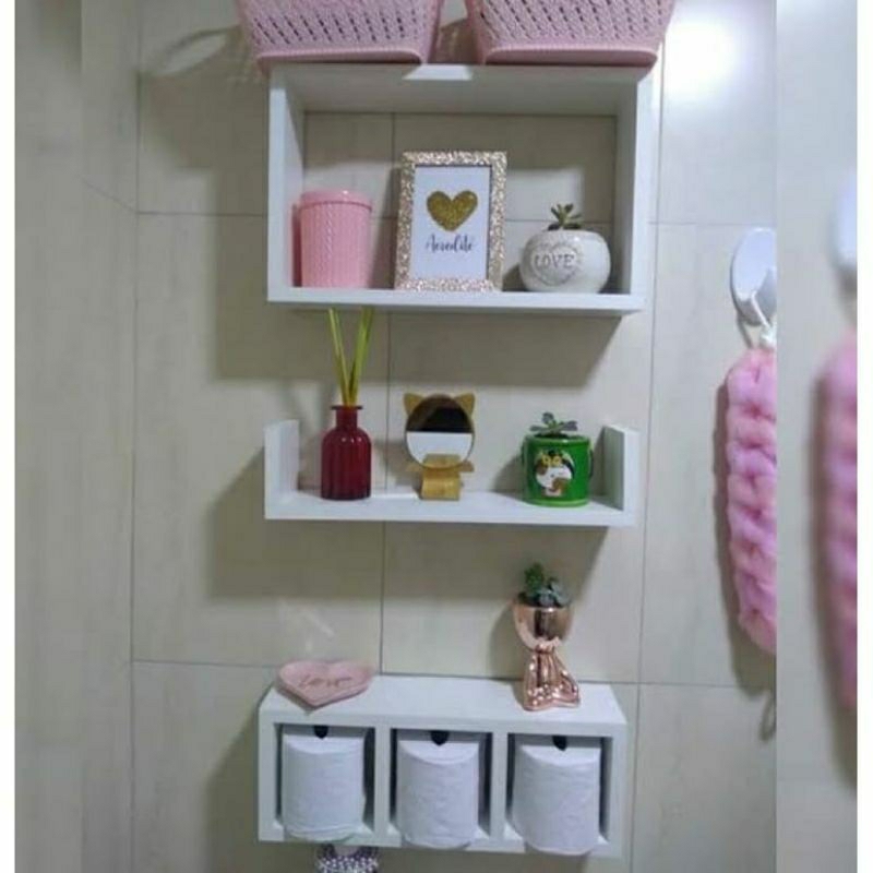 Nichos Organizador Para Banheiro Kit Com 3 Peças Em Mdf