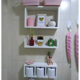 Nichos Organizador Para Banheiro Kit Com 3 Peças Em Mdf