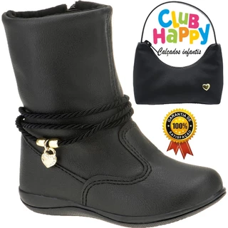 Bota Infantil Feminina Menina Confortável Club Happy