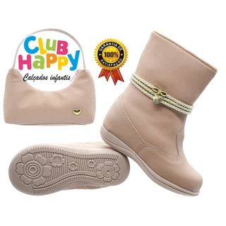 Bota Infantil Feminina Menina Com Bolsinha Club Happy