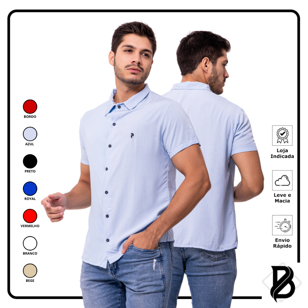 Camisa Viscose Premium Camiseta Botões Reforçados