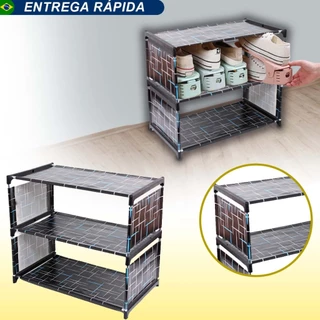 Sapateira Prateleira De Metal 3 Andares Com Forro 44cm