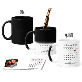 Caneca Personalizada Porcelana Calendário Presente Dia dos Namorados com foto