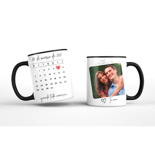 Caneca Personalizada Porcelana Calendário Presente Dia dos Namorados com foto