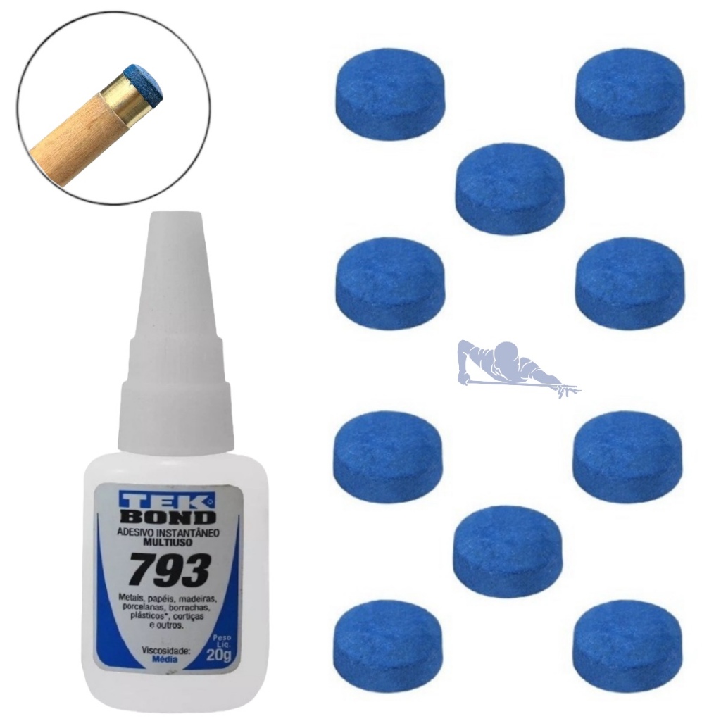 Sola de Couro Profissional Azul 11mm para Taco de Sinuca Bilhar Snooker ...
