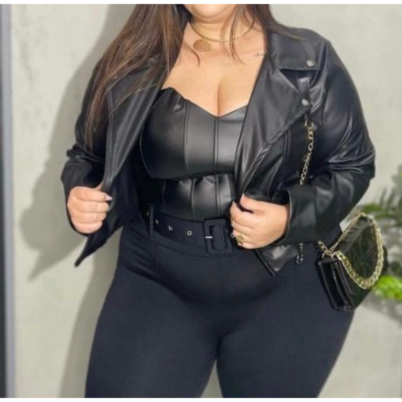 Jaqueta couro ecológico Plus Shopee Brasil