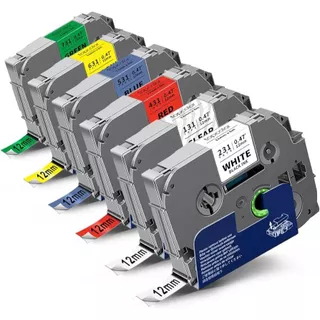 Fita Tze Tz 231 Compatível P/ Rotulador Brother 12mm Colors