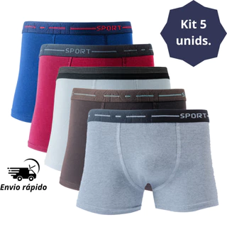Kit 5 Cueca Masculina Algodão (Algodão+elastano) Box Boxer Adulto diversas cores