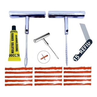 Kit Remendo Ferro Profissional Completo Pneu Carro Moto Sem Câmara + 15 Reparo Macarrão