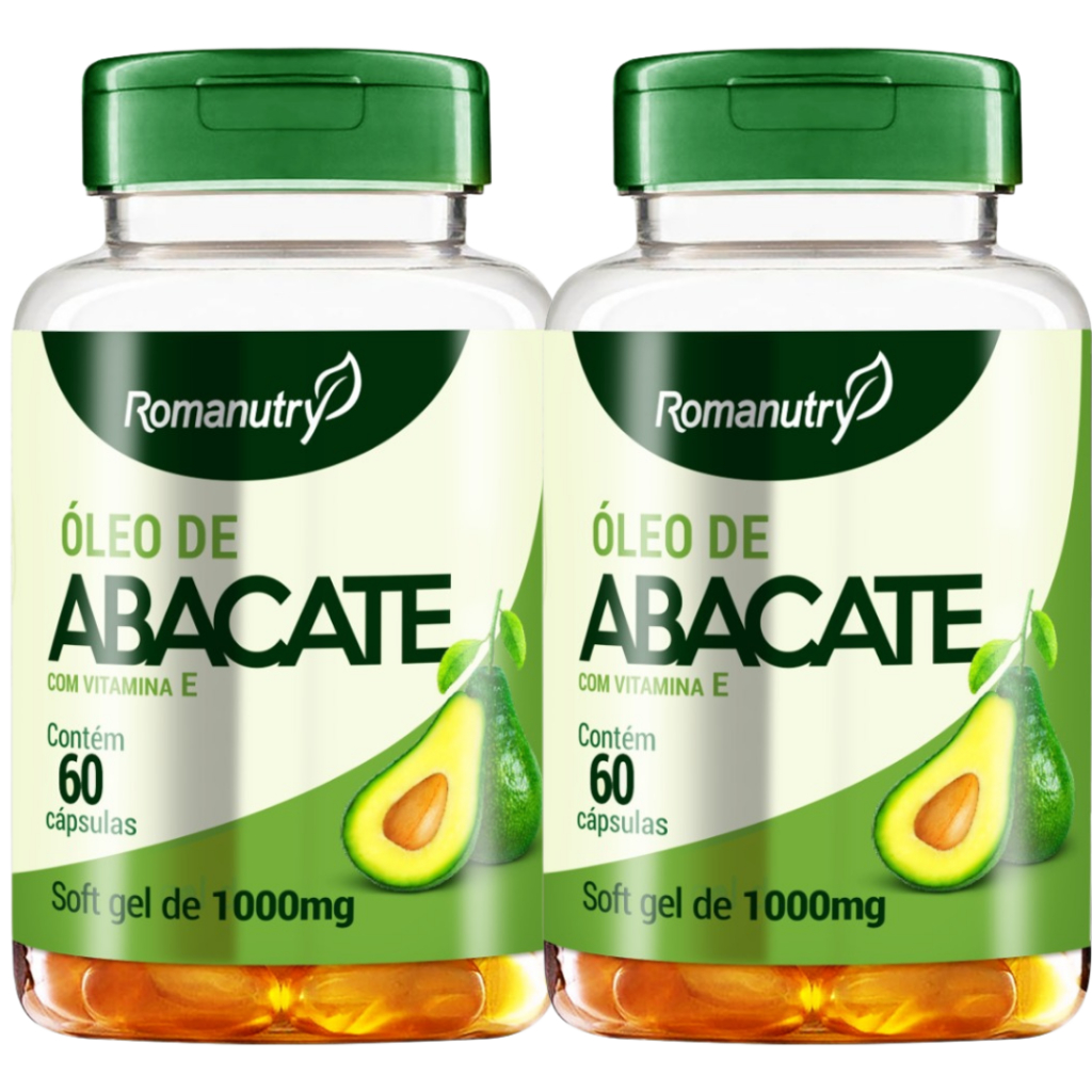Kit 02 Óleos de Abacate de 1000mg e 60 Cápsulas cada da Romanutry, Envio rápido.