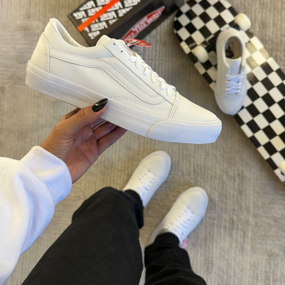 Tênis Feminino Masculino Vans Old Skool Branco Confortável
