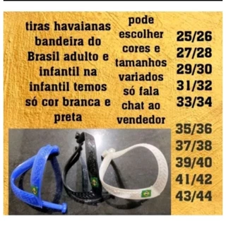 1par de correias tiras havaianas com logomarca escrito e bandeiras do Brasil