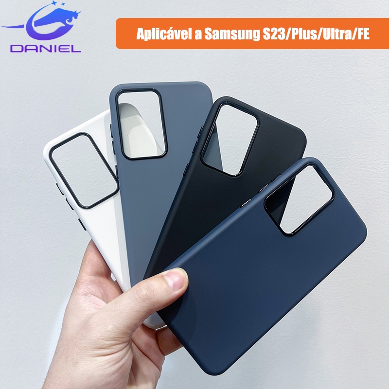 Capa para celular amiga da pele Samsung S23 S23Ultra S23Plus S23FE lentes eletrogalvanizadas ultrapretas