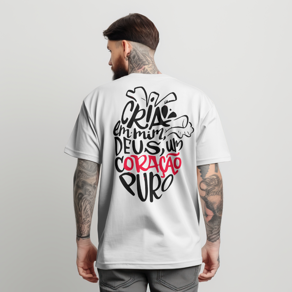 Camiseta Jesus Oversized Streetwear Masculina Feminina Coração Puro