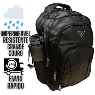 Mochila De Couro Grande Impermeável Trabalho Faculdade em Oferta na Shopee