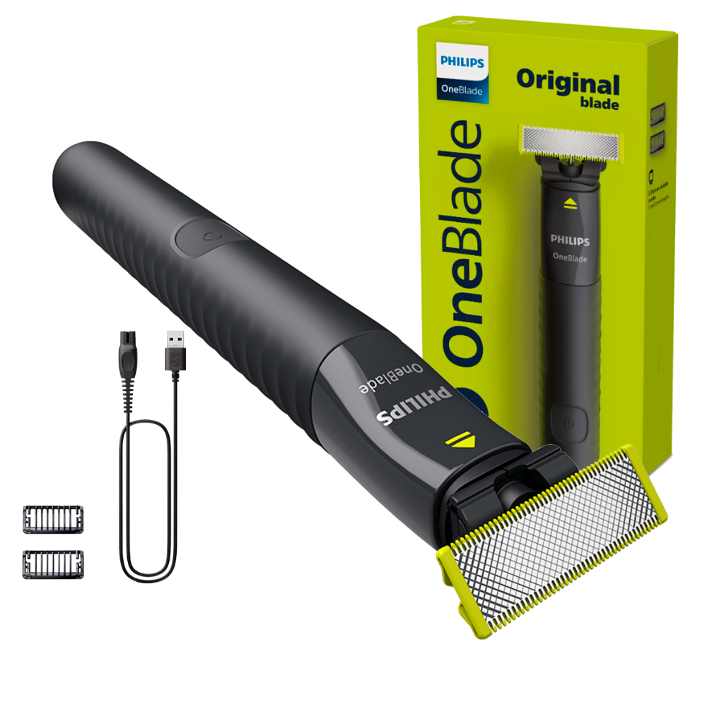 Aparador de Pelos Philips OneBlade 2 pentes á prova d'água - QP1424/10 Preto Bivolt