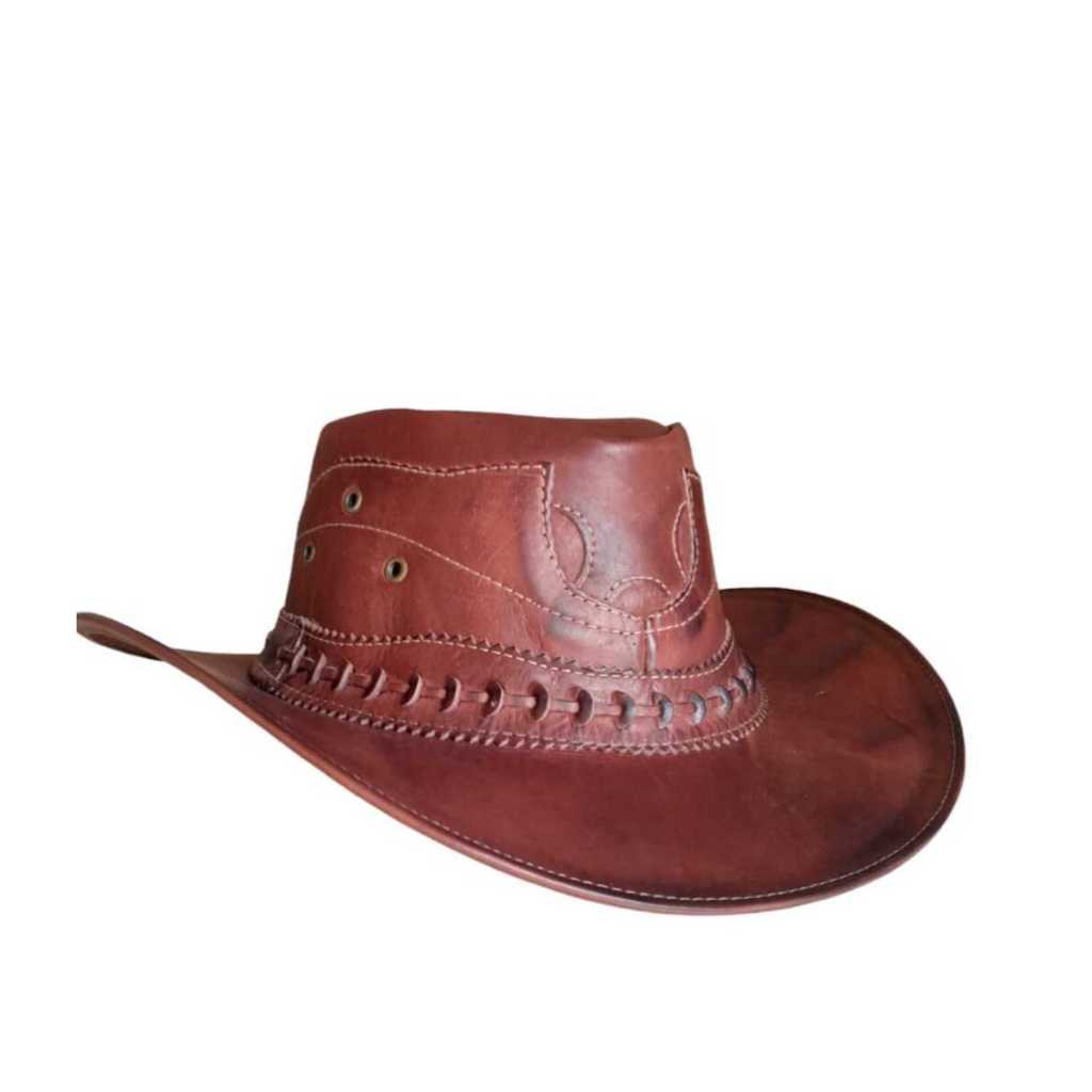 Chapéu Rodeio Vaqueiro Peão Country Couro Legitimo | Shopee Brasil