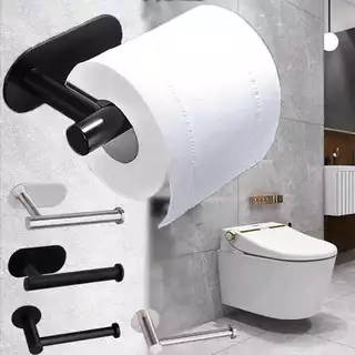 Porta Papel Higiênico em Aço Inox Cromado Para Parede e Sanitário Suporte Com Auto Adesivo MT247 ( ) MT259 ( 4 )