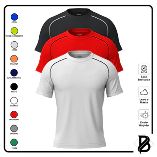 Kit 3 Camisas Camisetas DryFitness Masculina Casual Academia Esportes Corrida Tamanho Especial