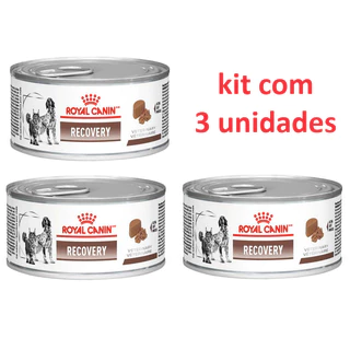 Kit c/ 3 Ração Úmida Royal Canin Veterinary Recovery Wet Lata 195G