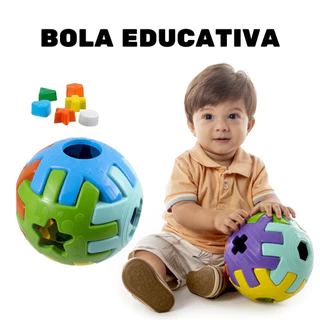 Brinquedo Educativo bebe 1 ano bola pedagógica e didática com 6 peças de encaixar Kendy Brinquedos