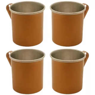 Kit 4 Caneca Moscou Mule Aluminio Borda Polida 350 ml P/ Coquetel