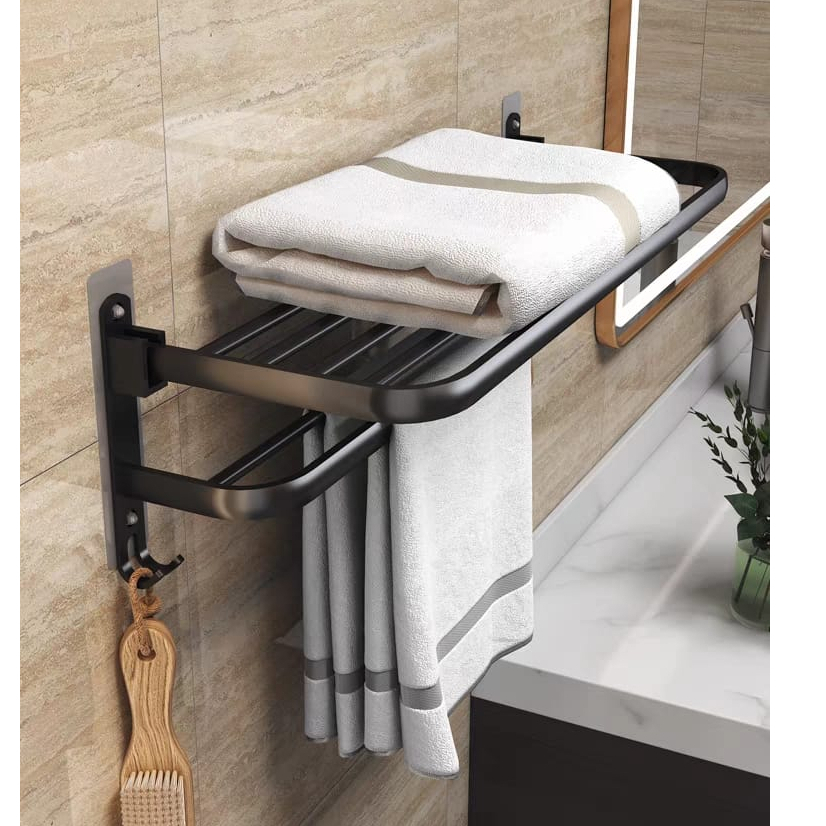 Porta Toalha Suporte Toalheiro Banheiro Duplo Aço Inox Premium Retratil ...