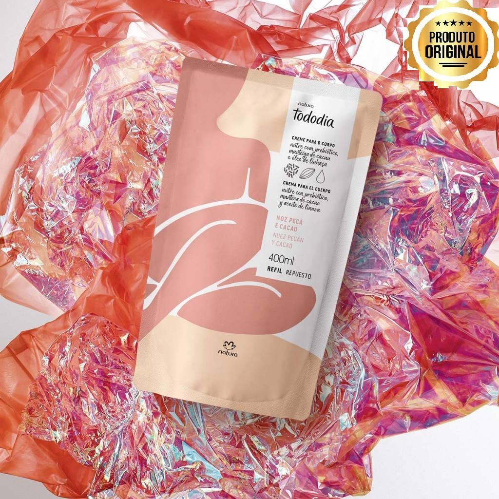REFIL NATURA TODODIA CREME CORPORAL NOZ PECÃ E CACAU NUTRIÇÃO PREBIÕTICA 400 ML.