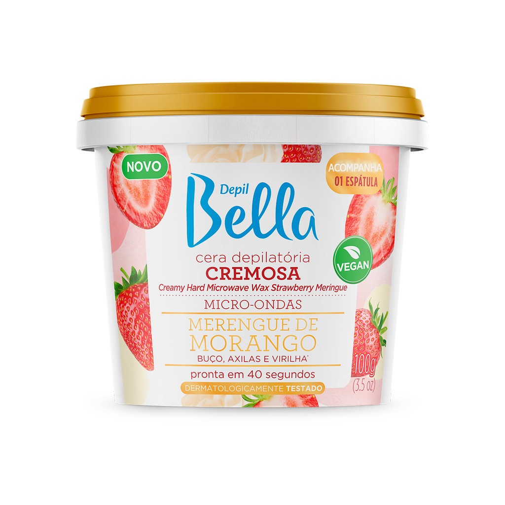 Imagem do produto Cera Depilatória Cremosa Micro-ondas Merengue De Morango Depil Bella 100g