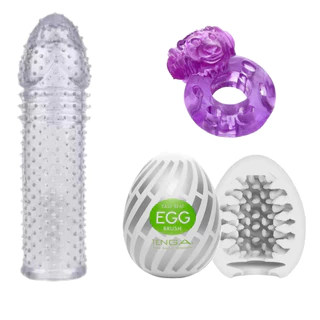 Kit com Ovo Masturbador + Anel Peniano + Capa Peniana Transparente Sex Shop em Oferta na Shopee